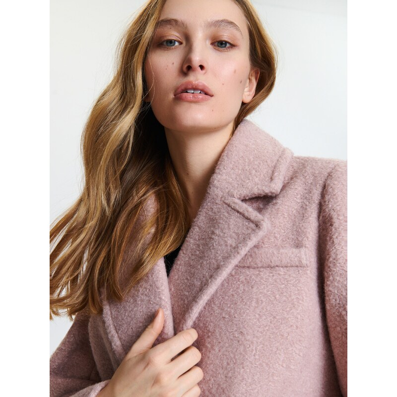 Sinsay - Dvouřadý kabát - pastelová růžová
