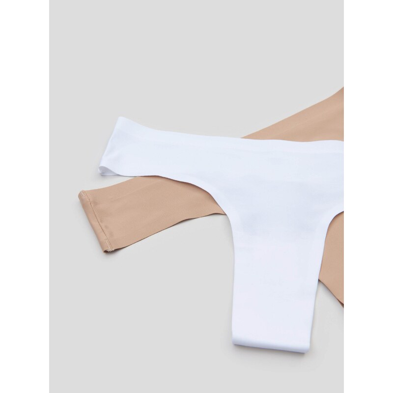 Sinsay - Sada 2 bezešvých kalhotek - bílá