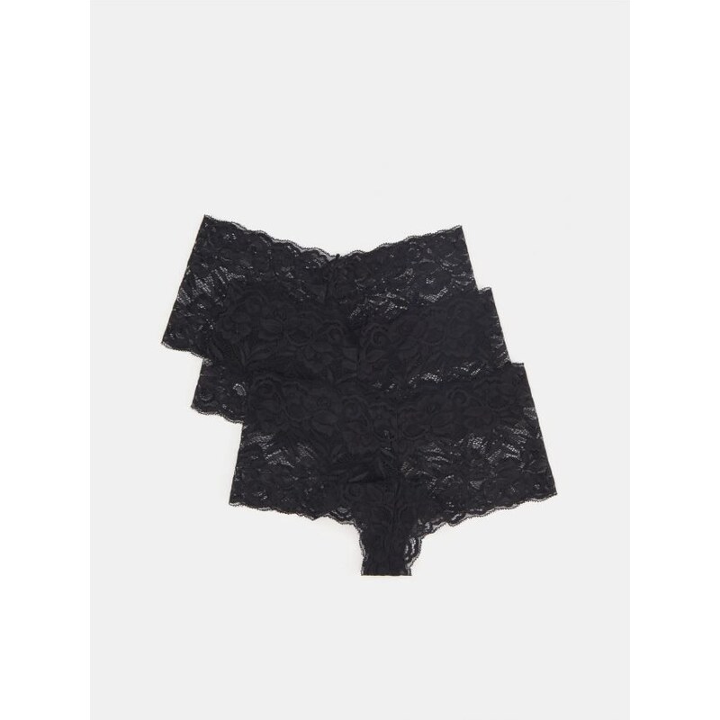 Sinsay - Sada 3 kusů brazilských kalhotek - černá