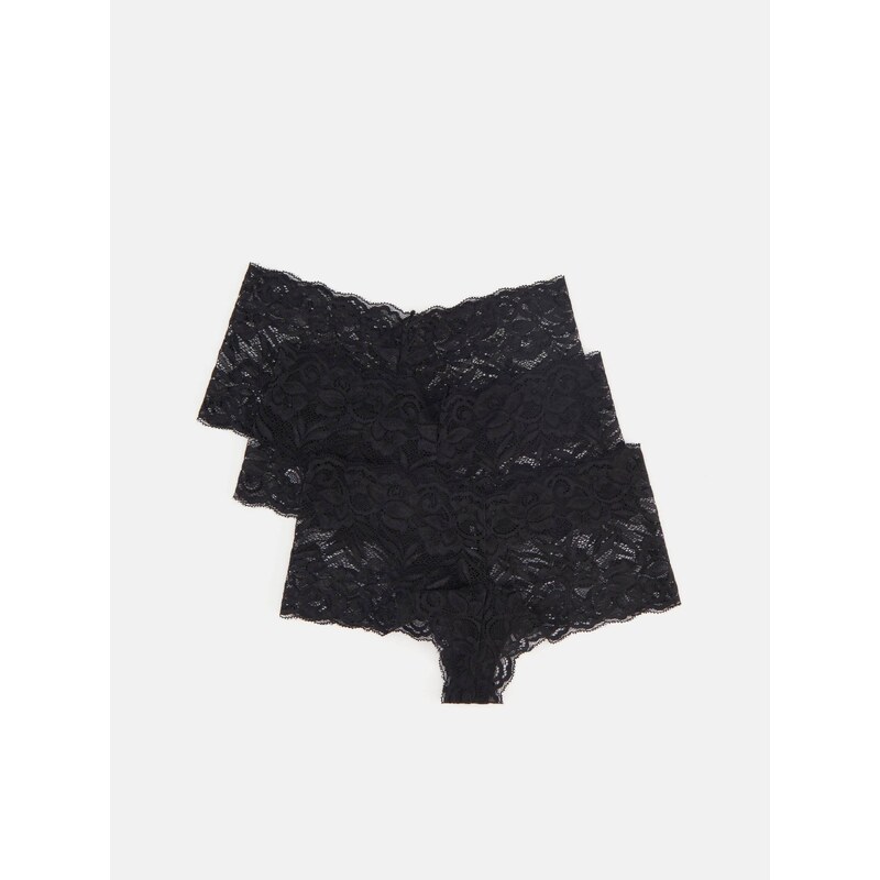 Sinsay - Sada 3 kusů brazilských kalhotek - černá