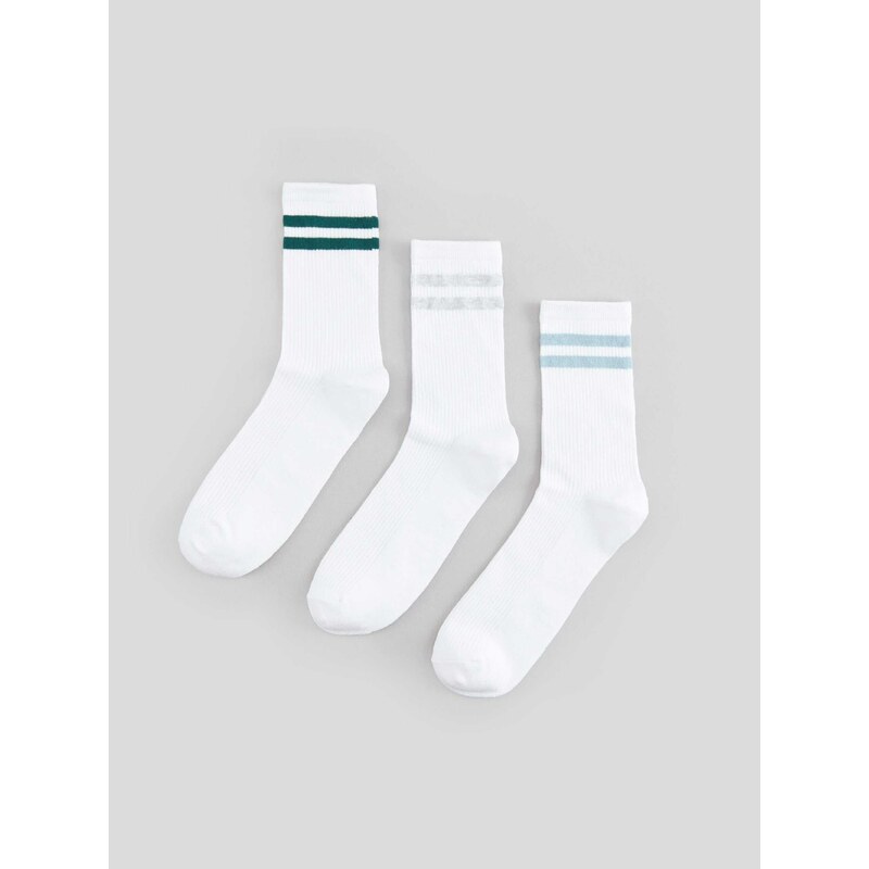 Sinsay - Sada 3 párů ponožek - bílá