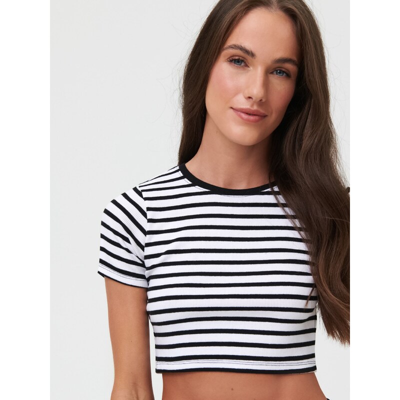 Sinsay - Pruhovaný crop top - vícebarevná