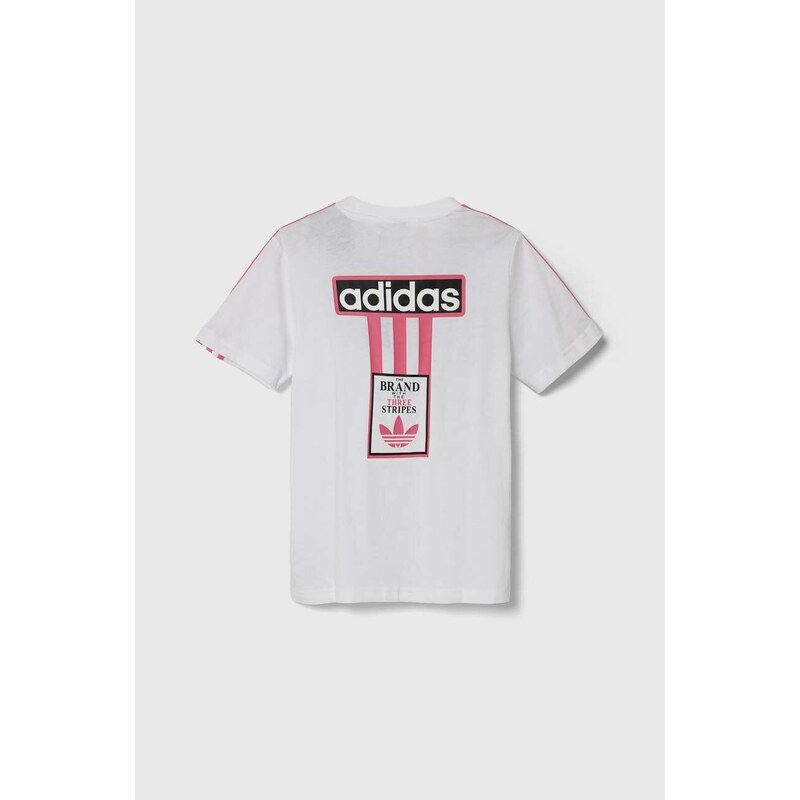 Dětské bavlněné tričko adidas Originals bílá barva, s potiskem