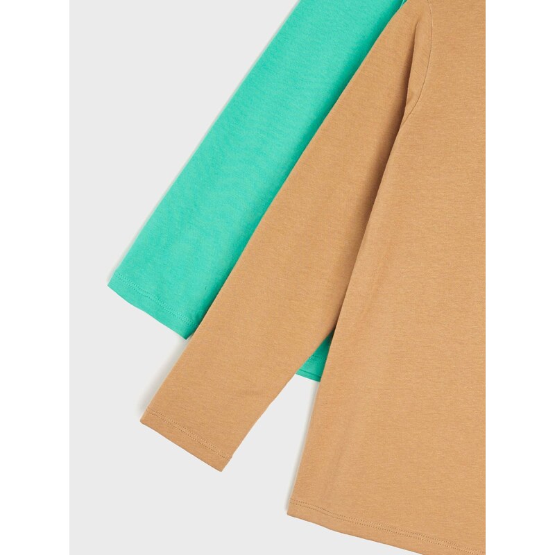 Sinsay - Sada 2 triček s dlouhými rukávy - zelená