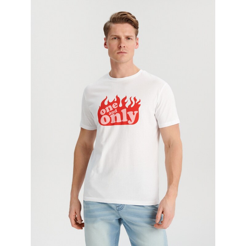 Sinsay - Tričko s krátkými rukávy a potiskem - bílá