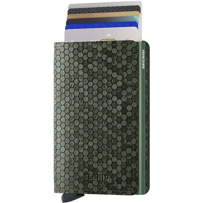 Kožená peněženka Secrid Slimwallet Hexagon Green zelená barva