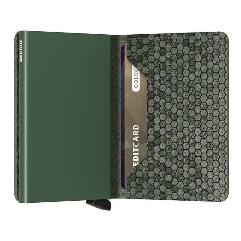 Kožená peněženka Secrid Slimwallet Hexagon Green zelená barva