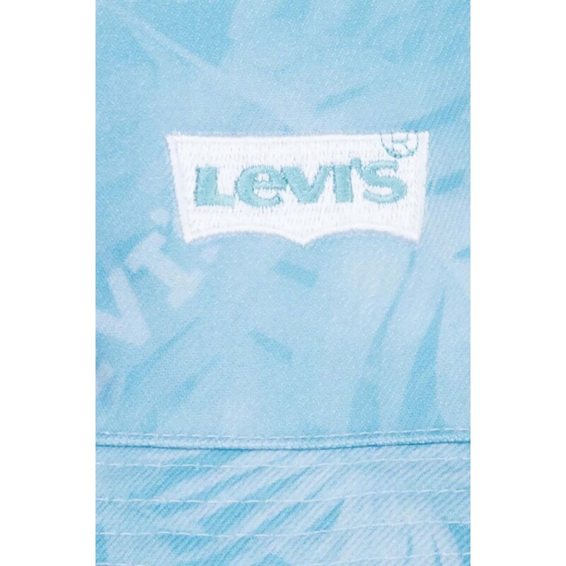 Oboustranná bavlněná dětská čepice Levi's LAN LEVI'S REVERSIBLE BUCKET C tyrkysová barva