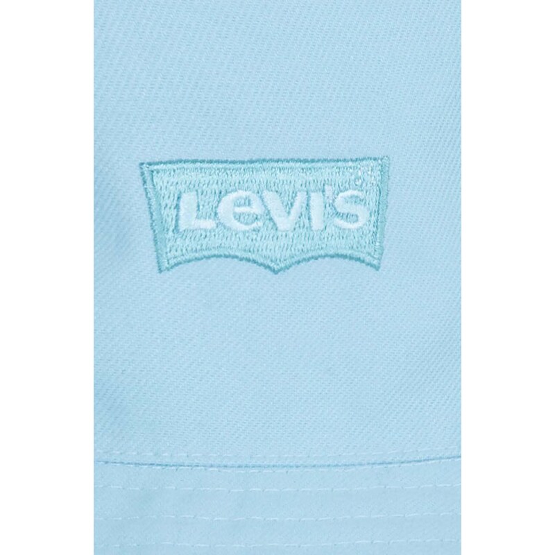 Oboustranná bavlněná dětská čepice Levi's LAN LEVI'S REVERSIBLE BUCKET C tyrkysová barva