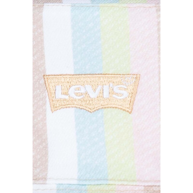 Oboustranná bavlněná dětská čepice Levi's LAN LEVI'S REVERSIBLE BUCKET C oranžová barva