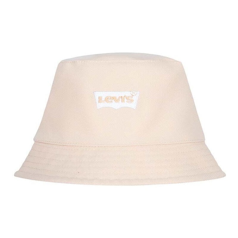 Oboustranná bavlněná dětská čepice Levi's LAN LEVI'S REVERSIBLE BUCKET C oranžová barva