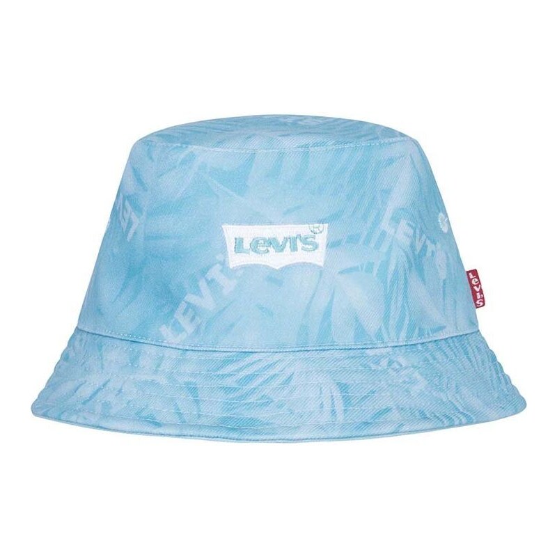 Oboustranná bavlněná dětská čepice Levi's LAN LEVI'S REVERSIBLE BUCKET C tyrkysová barva