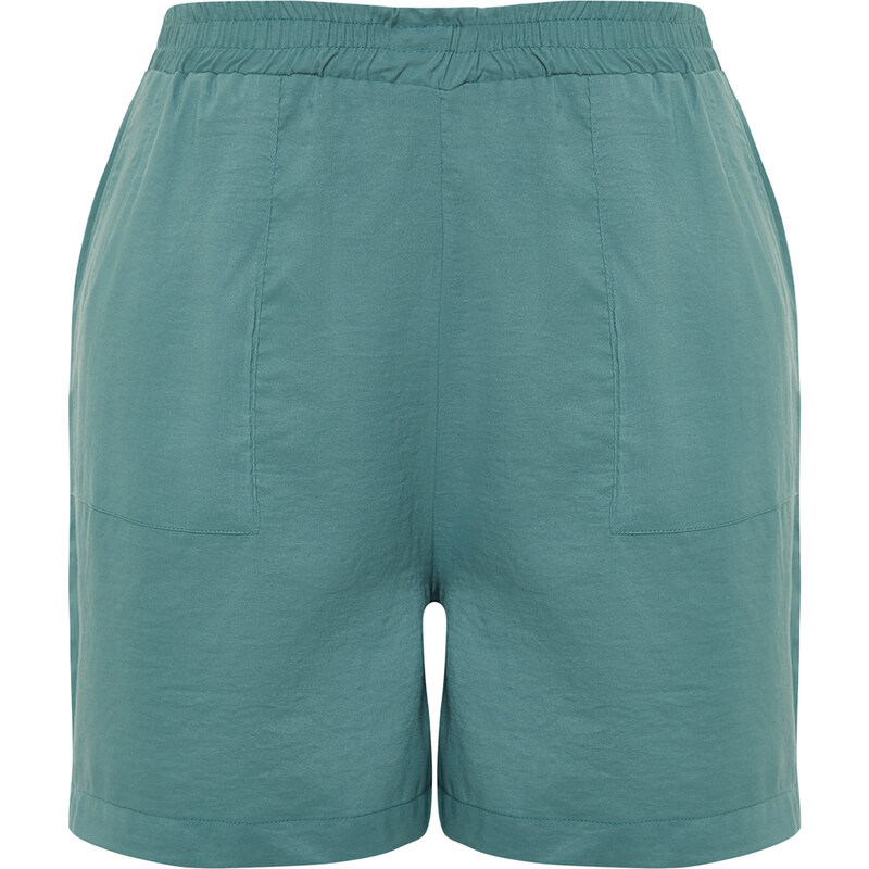 Trendyol Curve Green Normal Waist Woven Shorts