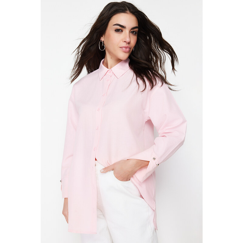 Trendyol Light Pink Cuff Detailed Woven Shirt