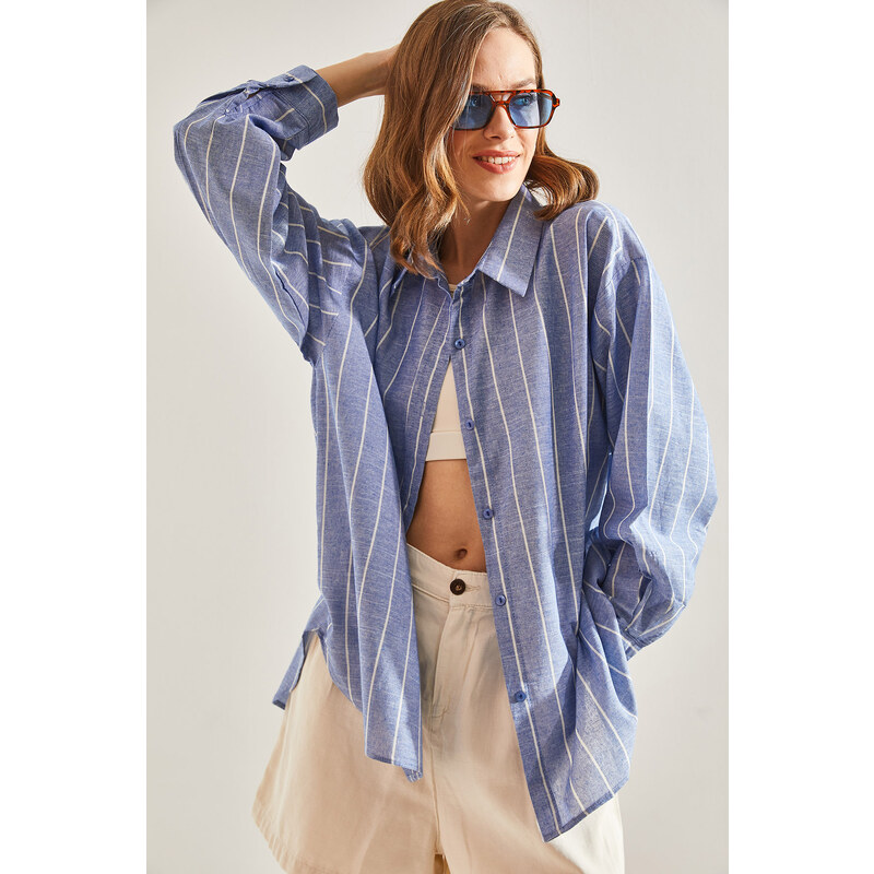 Bianco Lucci Women's Striped Oversized Shirt