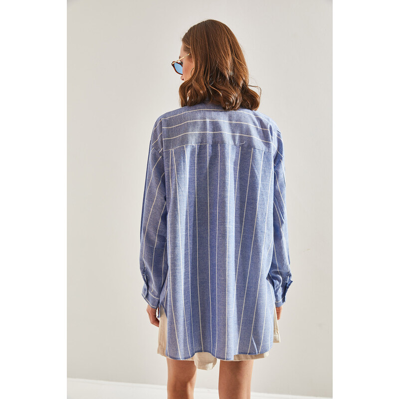 Bianco Lucci Women's Striped Oversized Shirt