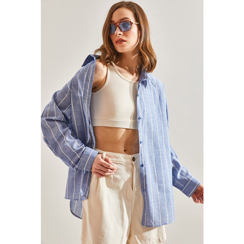 Bianco Lucci Women's Striped Oversized Shirt