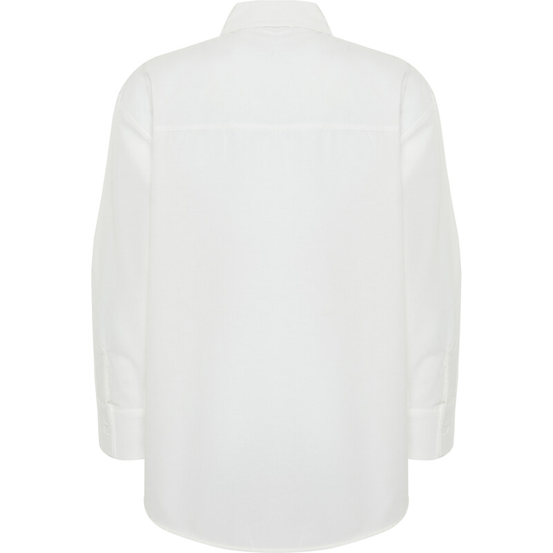 Trendyol Ecru Basic Pocketed Back Pleatless Woven Shirt