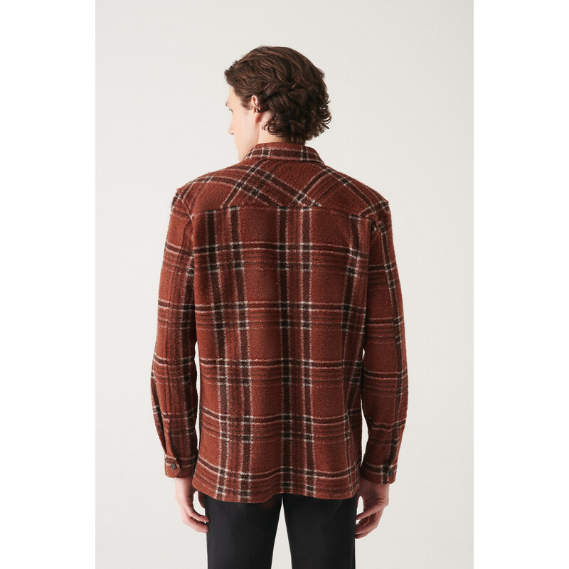 Avva Tile Oversize Lumberjack Unisex Shirt With Pocket