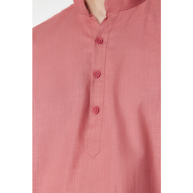 Trendyol Pale Pink Large Collar Regular Fit Sleeve Epaulette Shirt