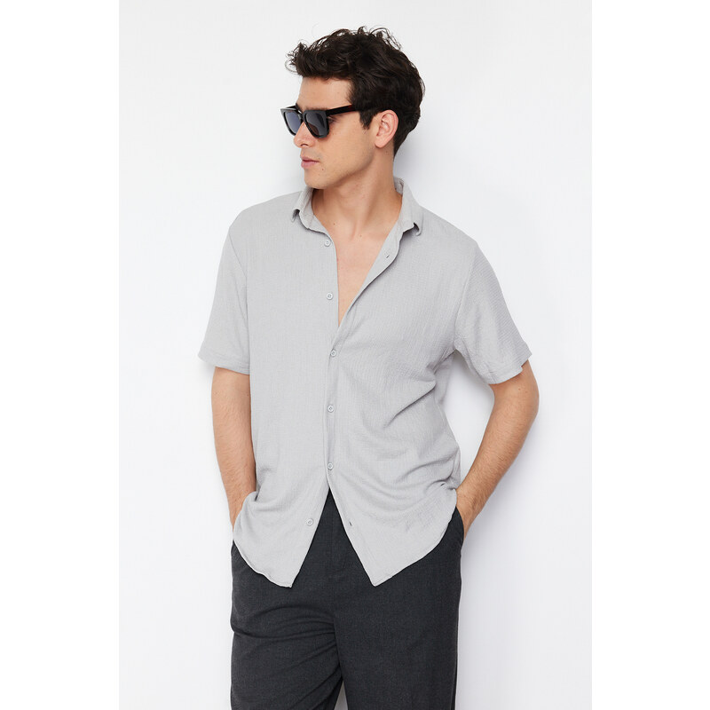 Trendyol Gray Regular Fit Short Sleeve Shirt