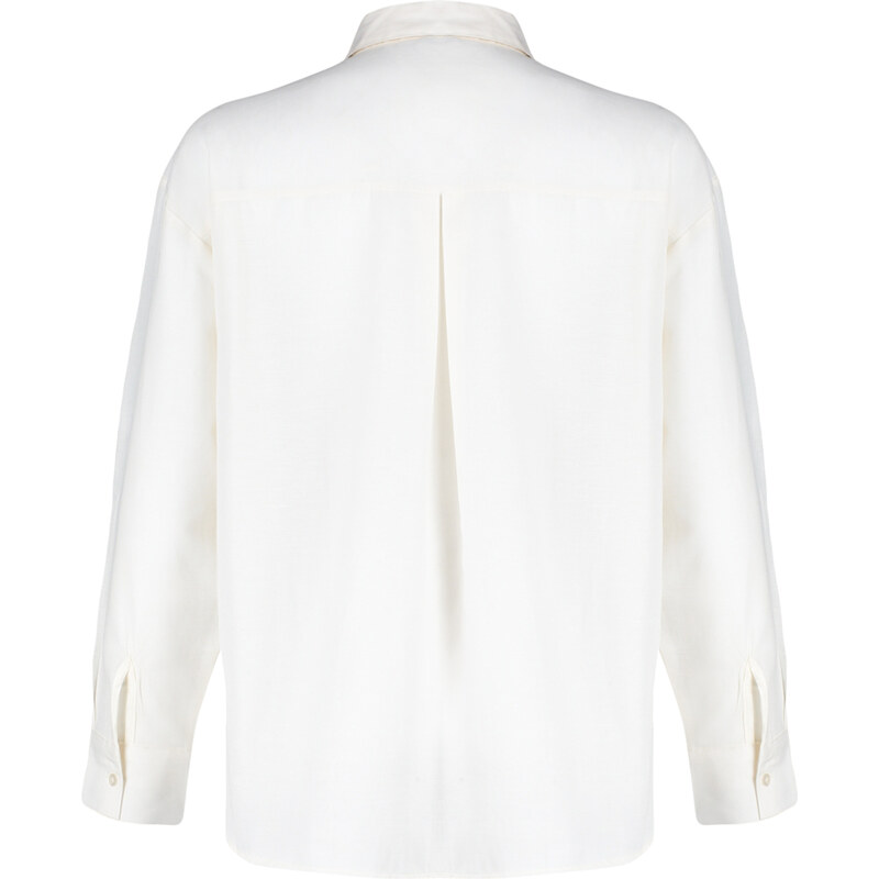 Trendyol Ecru Front Lace Detailed Woven Shirt