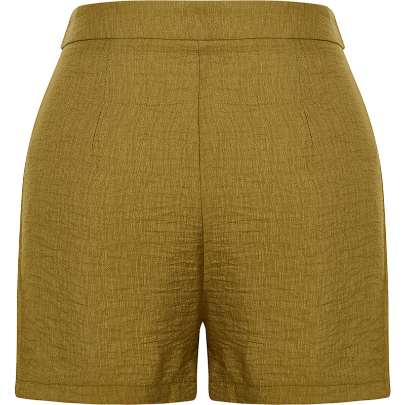 Trendyol Khaki Pocket Detailed Woven Linen Look Shorts