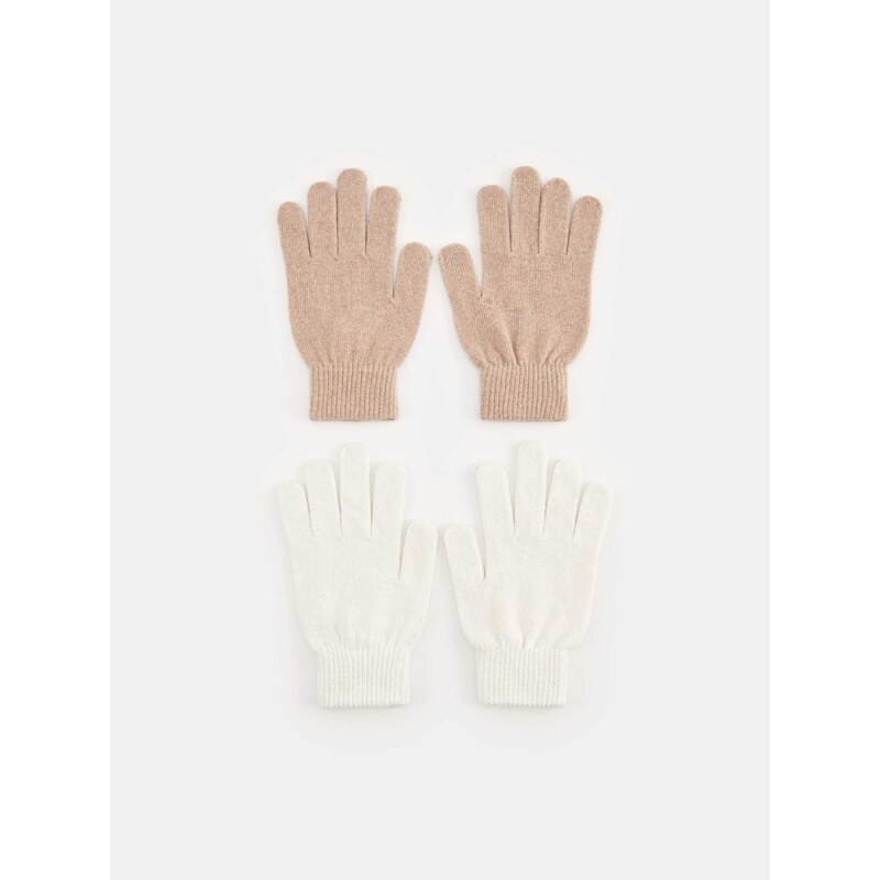 Sinsay - Sada 2 párů rukavic - krémová