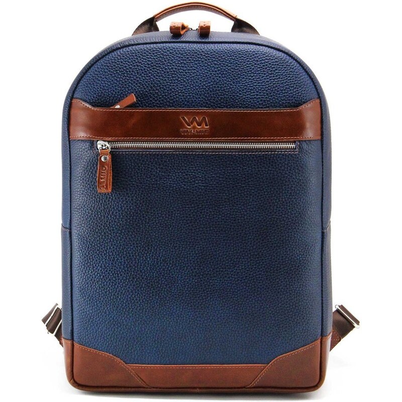 Modrý kožený batoh Valmio York 16L