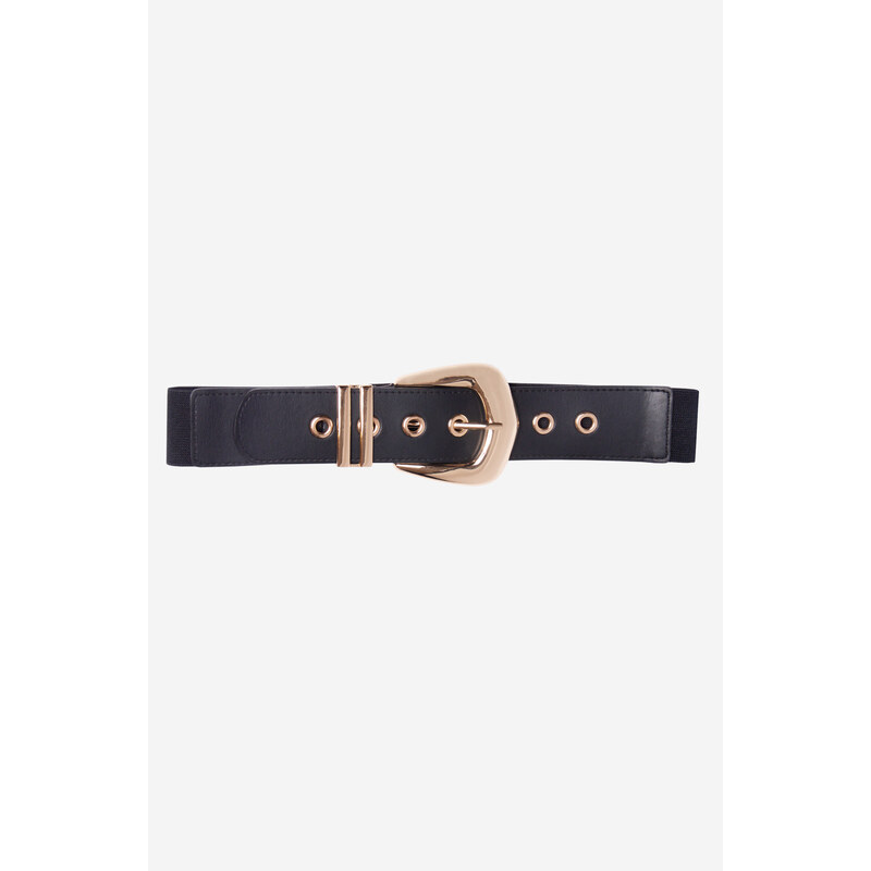 Shelvt Women's black belt with gold buckle