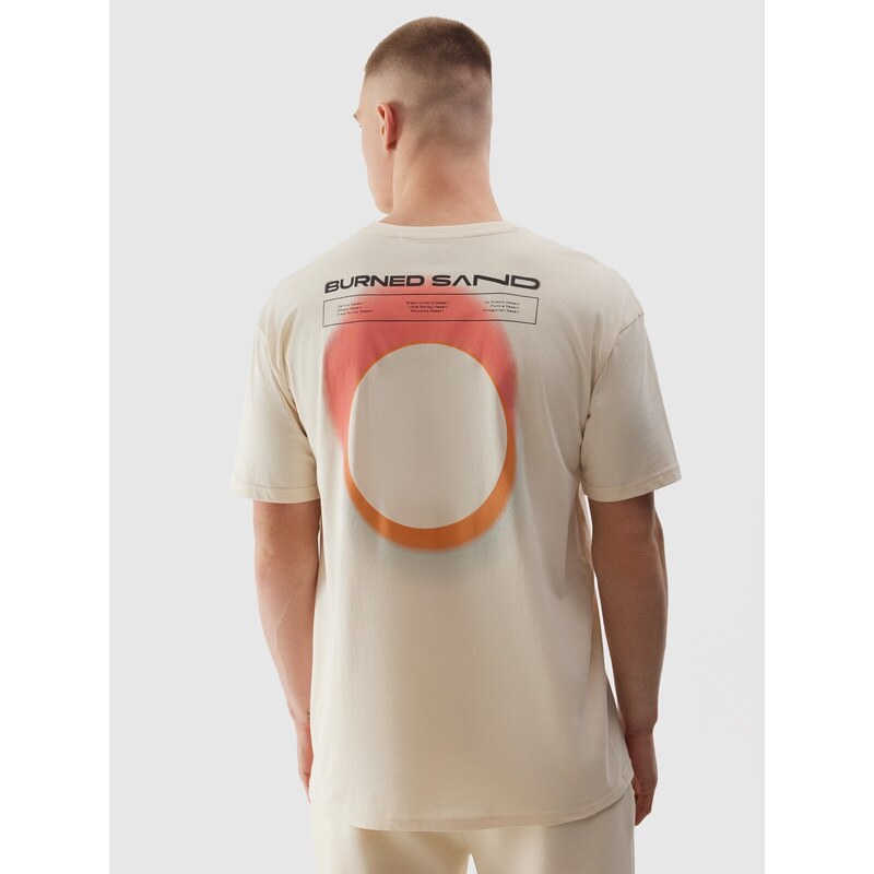 4F Pánské tričko oversize z organické bavlny - béžové