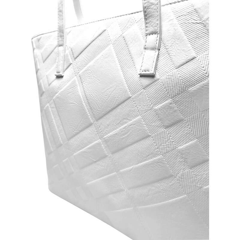 Tapple Velká bílá kabelka přes rameno s šikmými vzory
