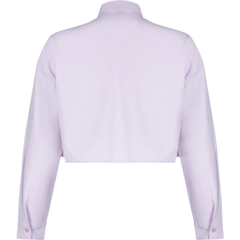 Trendyol Lilac Crop Pocket Detailed Woven Shirt