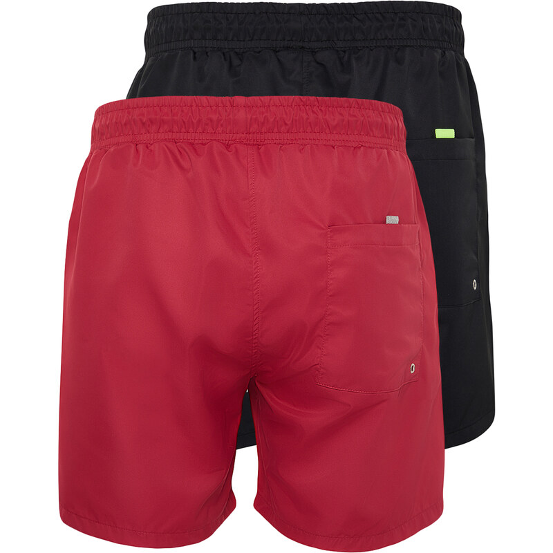 Trendyol 2-Pack Black - Burgundy Basic Marine Shorts