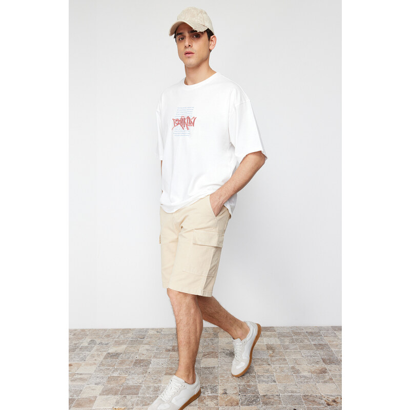 Trendyol Stone Comfort Cut Cargo Pocket Denim Denim Shorts & Bermuda