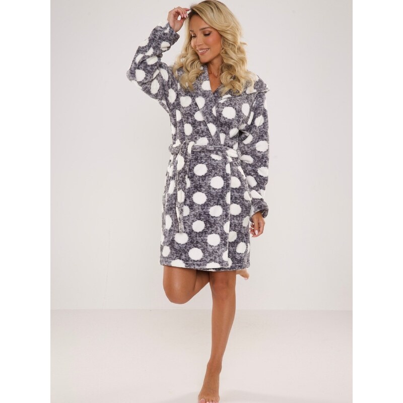 Women's bathrobe De Lafense 323 Dots S-2XL grey 102