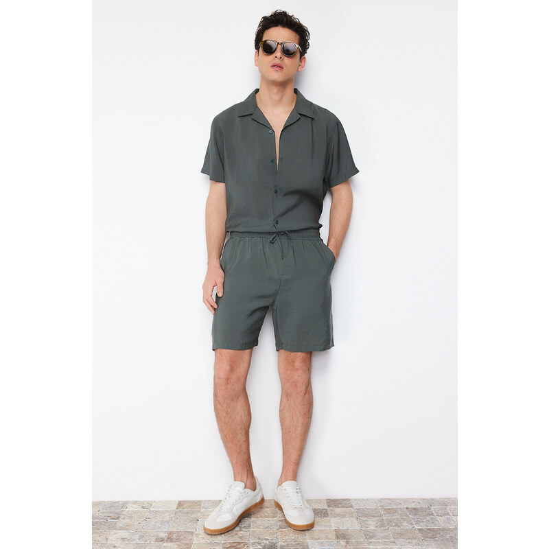 Trendyol Khaki Regular Fit 100% Modal Shorts