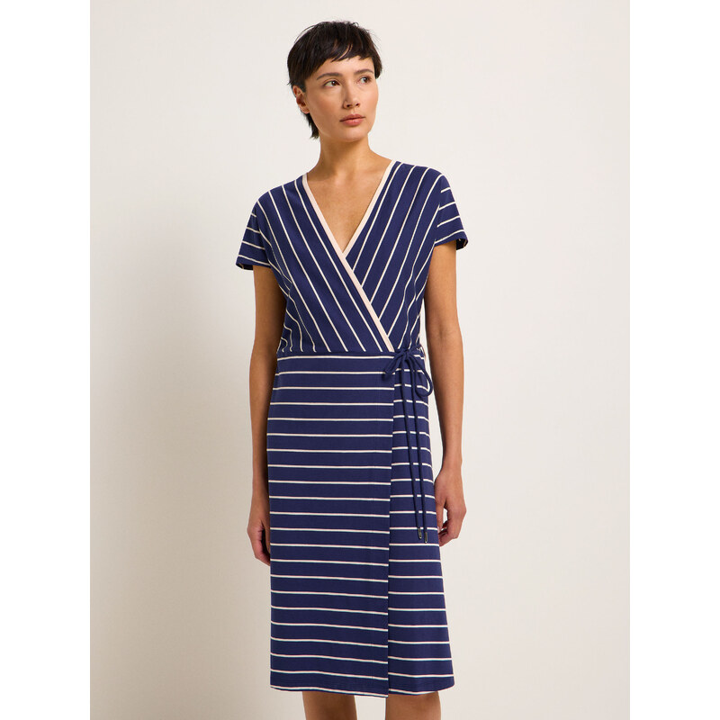 LANIUS Wrap dress with stripes (GOTS)