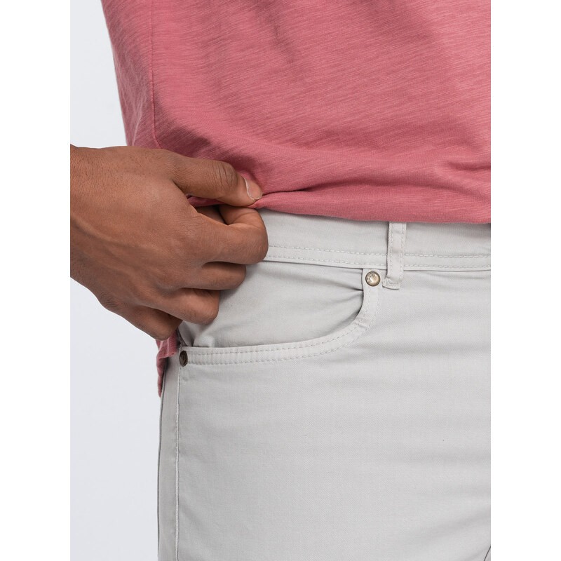 Ombre Clothing Pánské chino kalhoty na míru - šedé V2 OM-PACP-0151