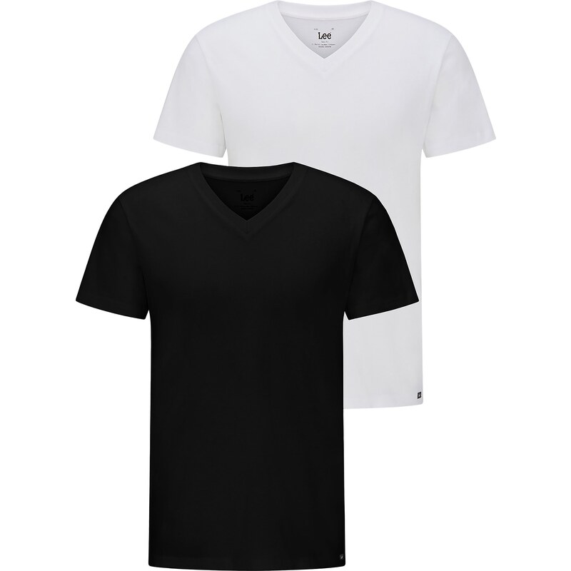 Pánská trička dvoubalení LEE L62ECMKW 112145317 TWIN PACK V NECK Black White