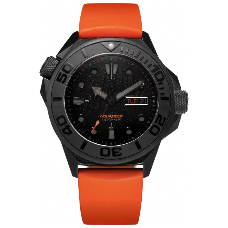 Undone Watches Černé pánské hodinky Undone s gumovým páskem Aquadeep Submerge 43MM Automatic