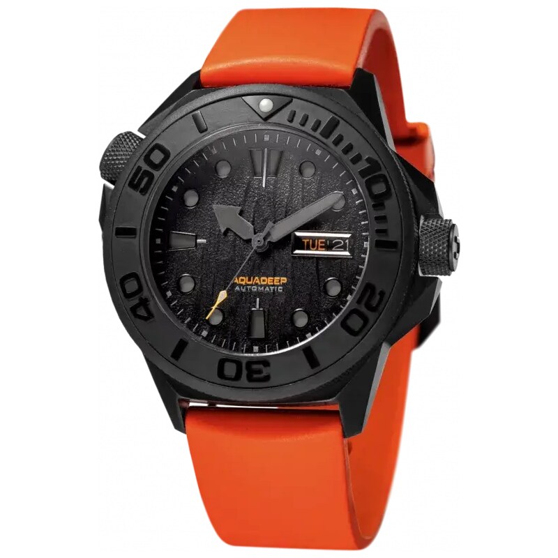 Undone Watches Černé pánské hodinky Undone s gumovým páskem Aquadeep Submerge 43MM Automatic
