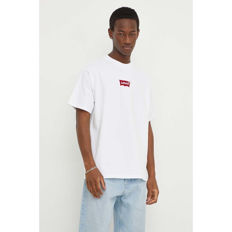 Bavlněné tričko Levi's bílá barva, s aplikací