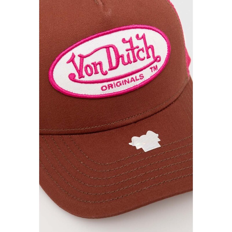 Kšiltovka Von Dutch hnědá barva, vzorovaná