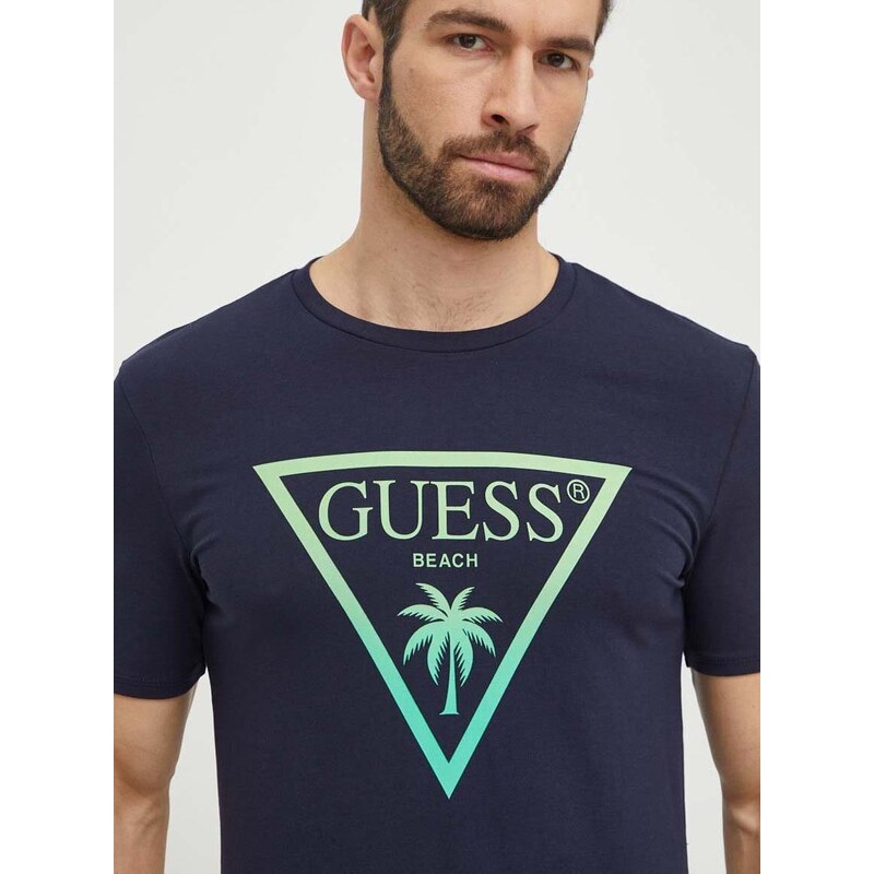 Tričko Guess tmavomodrá barva, s potiskem, F4GI00 J1311