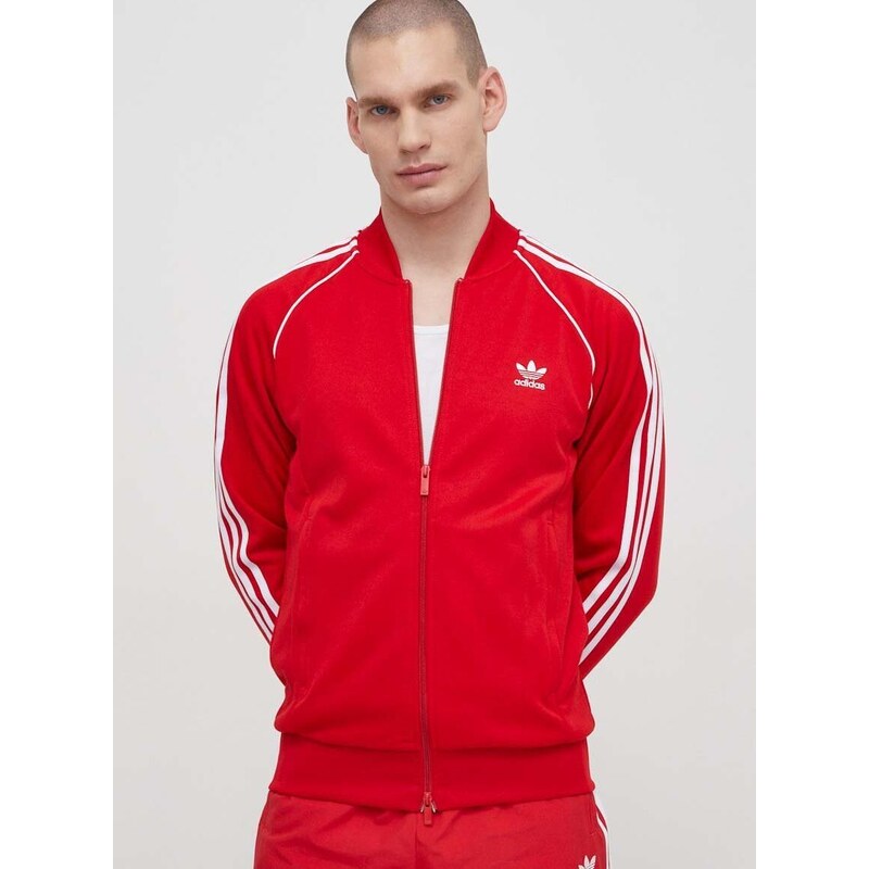 Mikina adidas Originals pánská, červená barva, s aplikací