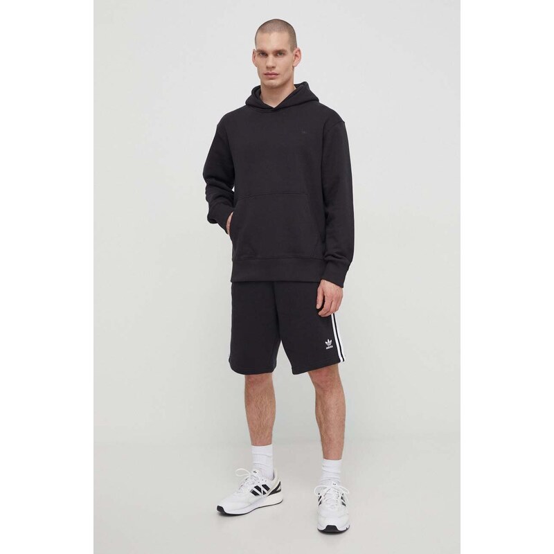 Bavlněná mikina adidas Originals Contempo French Terry Hoodie pánská, černá barva, s kapucí, hladká, HK2937