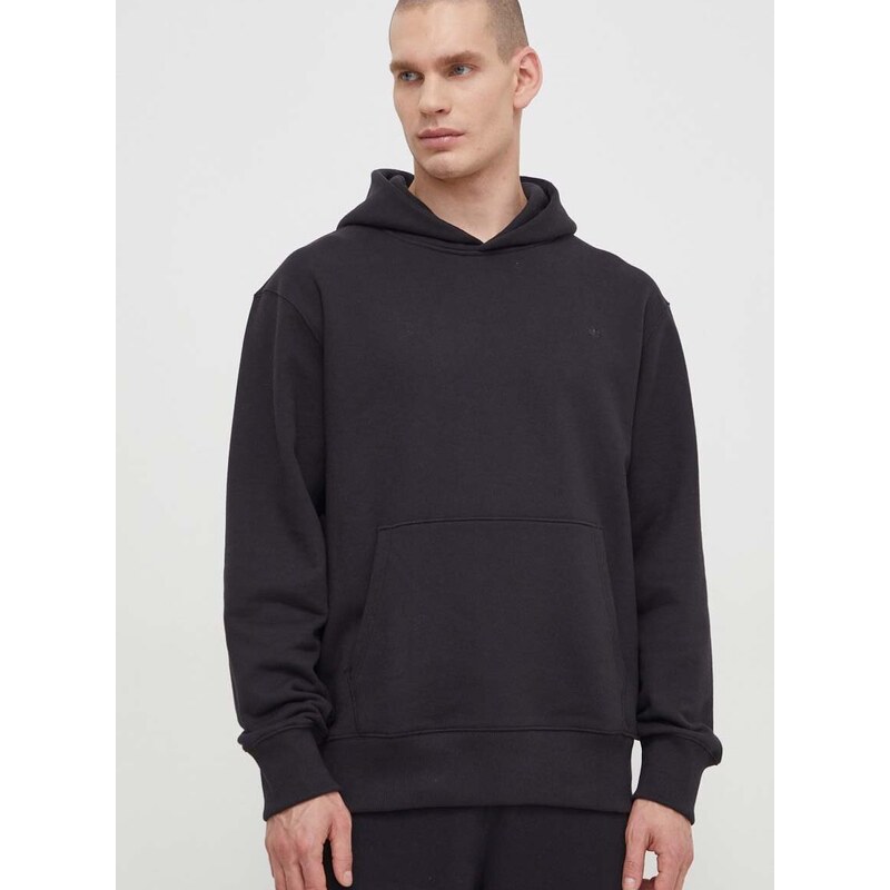 Bavlněná mikina adidas Originals Contempo French Terry Hoodie pánská, černá barva, s kapucí, hladká, HK2937