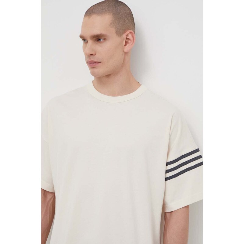 Bavlněné tričko adidas Originals béžová barva, s aplikací, IV5354