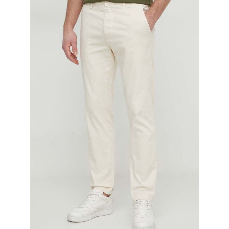 Kalhoty Pepe Jeans pánské, béžová barva, přiléhavé